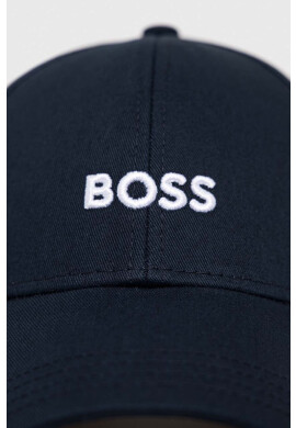 Boss Памучна шапка с козирка в тъмносиньо с апликация - Pepit.bg