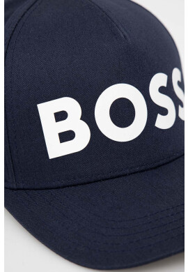 Boss Памучна шапка с козирка в тъмносиньо с изчистен дизайн - Pepit.bg