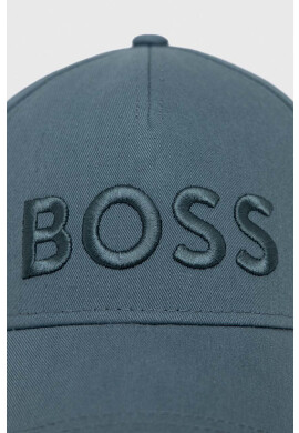 Boss Памучна шапка с козирка в тюркоазено с апликация - Pepit.bg