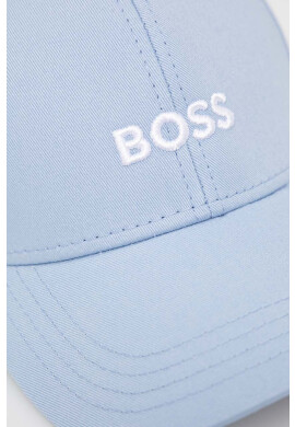 Boss Памучна шапка с козирка в синьо с апликация - Pepit.bg