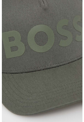 Boss Памучна шапка с козирка в тюркоазено с изчистен дизайн - Pepit.bg