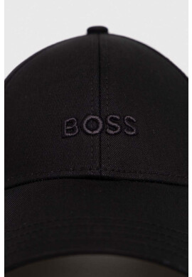 Boss Памучна шапка с козирка в черно с изчистен дизайн - Pepit.bg