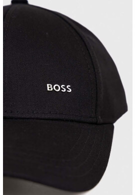 Boss Памучна шапка с козирка в черно с изчистен дизайн - Pepit.bg