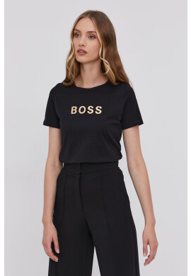 Boss Памучна тениска в бежово - Pepit.bg