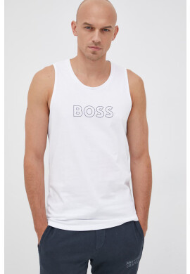 Boss Памучна тениска в бяло - Pepit.bg