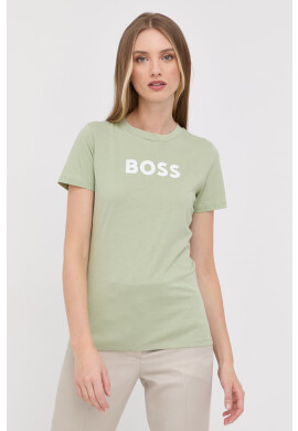 Boss Памучна тениска в зелено - Pepit.bg