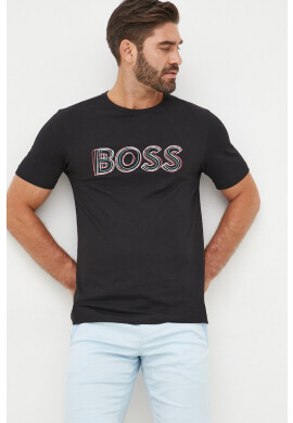 Boss Памучна тениска Athleisure в розово с изчистен дизайн - Pepit.bg