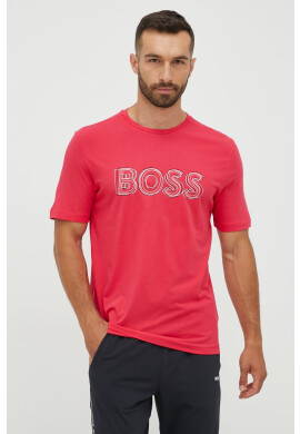 Boss Памучна тениска ATHLEISURE в зелено с изчистен дизайн - Pepit.bg