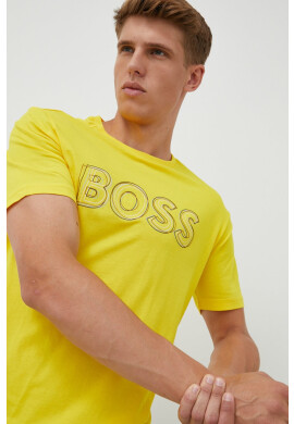 Boss Памучна тениска Athleisure в тъмносиньо с изчистен дизайн - Pepit.bg
