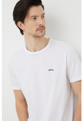 Boss Памучна тениска ATHLEISURE в бяло с изчистен дизайн - Pepit.bg