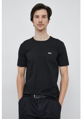 Boss Памучна тениска ATHLEISURE в черно с изчистен дизайн - Pepit.bg