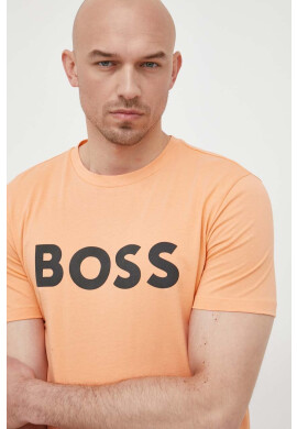 Boss Orange Памучна тениска BOSS BOSS CASUAL в оранжево с принт - Pepit.bg