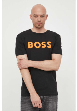 Boss Orange Памучна тениска BOSS BOSS CASUAL в черно с принт - Pepit.bg