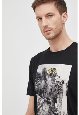 Boss Orange Памучна тениска Boss Boss Casual в сиво с апликация - Pepit.bg