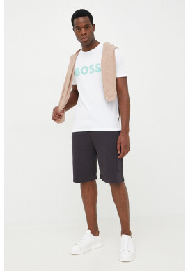 Boss Orange Памучна тениска BOSS Boss Casual в бяло с принт - Pepit.bg