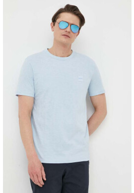 Boss Orange Памучна тениска BOSS BOSS CASUAL в черно с изчистен дизайн - Pepit.bg