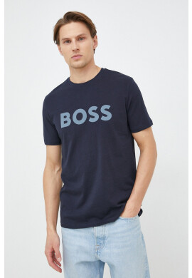 Boss Orange Памучна тениска BOSS Boss Casual в тъмносиньо с принт - Pepit.bg