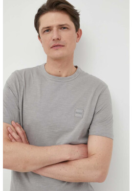 Boss Orange Памучна тениска BOSS CASUAL в сиво с апликация - Pepit.bg