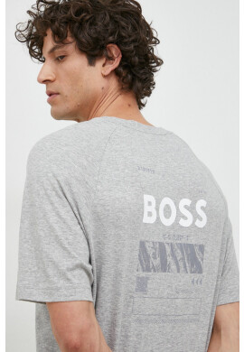 Boss Green Памучна тениска BOSS в сиво с принт - Pepit.bg