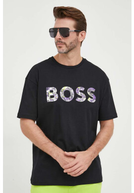 Boss Green Памучна тениска BOSS в черно с принт - Pepit.bg