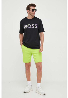 Boss Green Памучна тениска BOSS в черно с принт - Pepit.bg