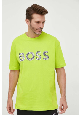 Boss Green Памучна тениска BOSS в зелено с принт - Pepit.bg