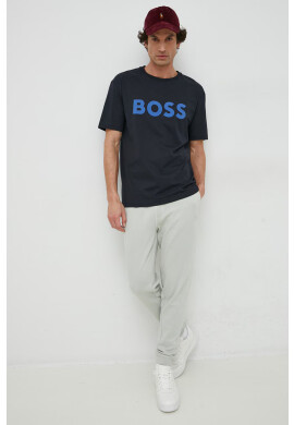 Boss Green Памучна тениска BOSS в черно с принт - Pepit.bg