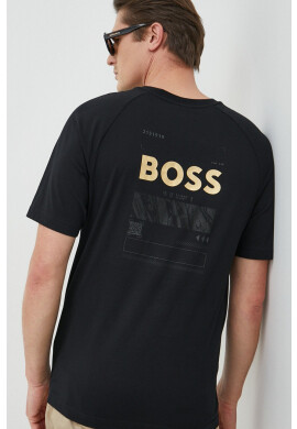 Boss Green Памучна тениска BOSS в черно с принт - Pepit.bg