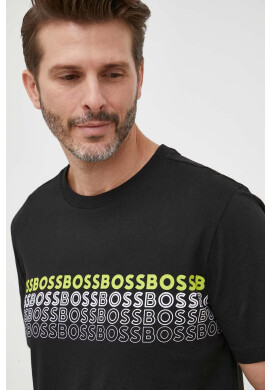 Boss Green Памучна тениска BOSS в черно с принт - Pepit.bg