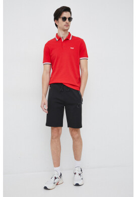 Boss Green Памучна тениска с яка BOSS BOSS ATHLEISURE в червено - Pepit.bg
