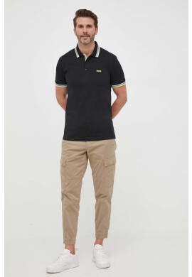 Boss Green Памучна тениска с яка BOSS BOSS ATHLEISURE в черно - Pepit.bg