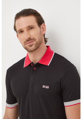 Boss Памучна тениска с яка Athleisure - Pepit.bg
