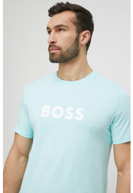 Boss Плажна тениска в тюркоазено с десен - Pepit.bg