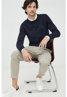 Boss Orange Пуловер с кашмир BOSS Boss Casual мъжки в тъмносиньо от лека материя - Pepit.bg