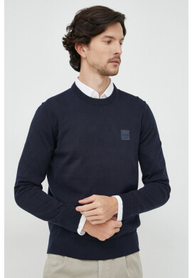 Boss Orange Пуловер с кашмир BOSS Boss Casual мъжки в тъмносиньо от лека материя - Pepit.bg