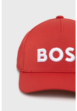 Boss Шапка в червено с апликация - Pepit.bg