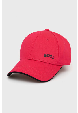 Boss Green Памучна шапка BOSS Boss Athleisure в розово с изчистен дизайн - Pepit.bg