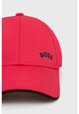 Boss Green Памучна шапка BOSS Boss Athleisure в розово с изчистен дизайн - Pepit.bg