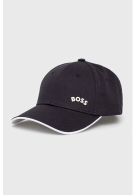 Boss Green Памучна шапка BOSS Boss Athleisure в тъмносиньо с изчистен дизайн - Pepit.bg