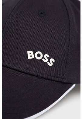 Boss Green Памучна шапка BOSS Boss Athleisure в тъмносиньо с изчистен дизайн - Pepit.bg