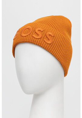 Boss Orange Шапка с вълна BOSS Boss Casual в оранжево от плътен трикотаж - Pepit.bg