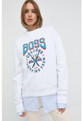 Boss Суичър в бяло с принт - Pepit.bg