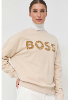 Boss Суичър в бежово с апликация - Pepit.bg