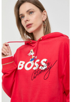 Boss Суичър x Looney Tunes в червено с качулка с принт - Pepit.bg