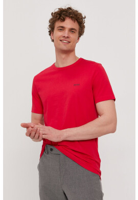 Boss Памучна тениска Athleisure в червено с изчистен дизайн - Pepit.bg