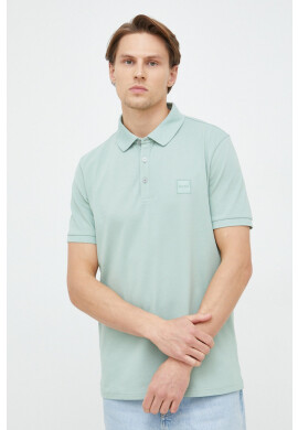 Boss Orange Тениска с яка BOSS BOSS CASUAL в зелено с изчистен дизайн - Pepit.bg