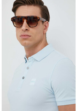 Boss Orange Тениска с яка BOSS BOSS CASUAL в синьо с изчистен дизайн - Pepit.bg