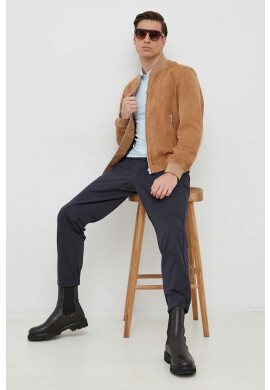 Boss Orange Тениска с яка BOSS BOSS CASUAL в синьо с изчистен дизайн - Pepit.bg
