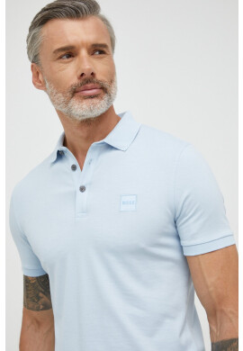 Boss Orange Тениска с яка BOSS BOSS CASUAL в синьо с изчистен дизайн - Pepit.bg