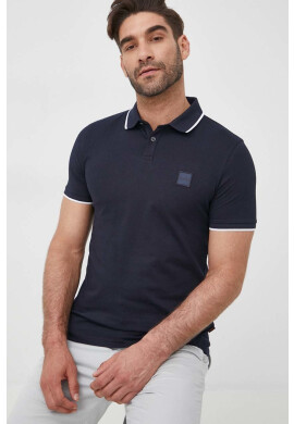Boss Orange Тениска с яка BOSS Boss Casual мъжки в тъмносиньо с изчистен дизайн - Pepit.bg